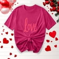 thumbnail image 1 of YueHuiYing Women's Valentine's Day Heart Print Graphic Crew Neck Short Sleeve T-Shirt Top Short Sleeve Crew Neck Plus Size Top/Shirt, 1 of 5