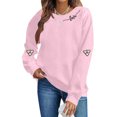 thumbnail image 1 of YueHuiYing Women's Valentine's Day Printed Long-Sleeve Crewneck Fashion Casual Hoodless Sweatshirt Top, 1 of 6