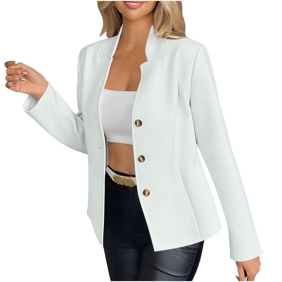 YueHuiYing Women's Work Office Blazer Stretch Lapel Collar Long Sleeve V-neck Jacket Suit Blazer