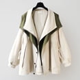 thumbnail image 1 of YueHuiYing Womens 2025 Winter Jacket Hooded Color Block Patchwork Cardigan Outerwear with Pockets, 1 of 7
