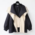 thumbnail image 1 of YueHuiYing Womens 2025 Winter Jacket Hooded Color Block Patchwork Cardigan Outerwear with Pockets, 1 of 3
