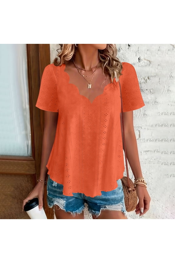 Womens Cotton V Neck T Shirts Short Sleeve Summer Tops Casual Basic Tee Shirt 2026 Trendy Fashion Clothes