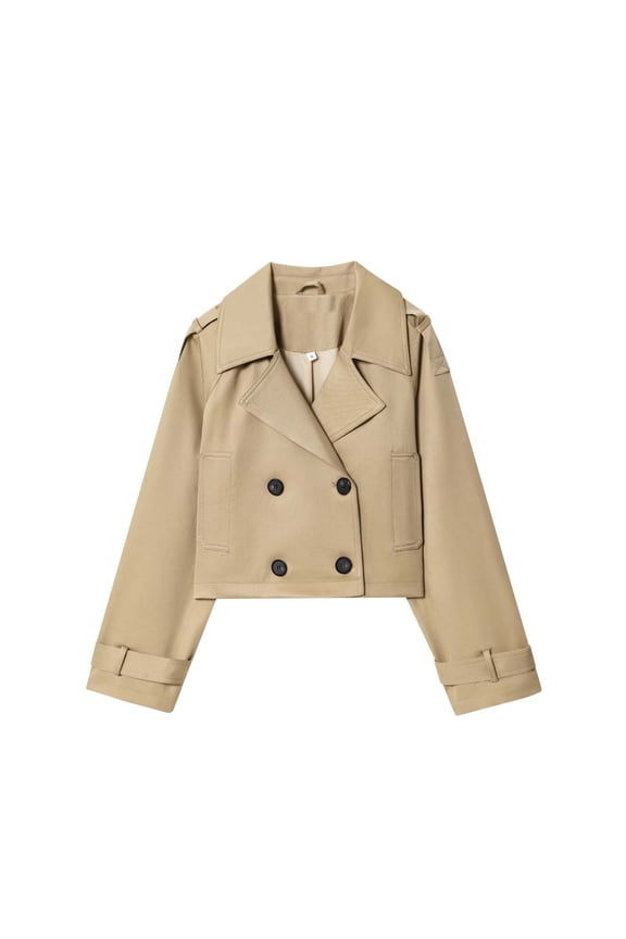 Womens Cropped Jacket Contrast Collar Utility Coat Button Down Lightweight Cargo Jacket Barn Outwear with Pockets