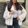 thumbnail image 1 of YueHuiYing Womens Faux Fur Coat Winter Shaggy Casual Oversized Lapel Jackets Warm Fuzzy Outerwear, 1 of 8