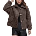 thumbnail image 1 of YueHuiYing Womens Fuzzy Jacket Button Down Coats Casual Winter Warm Outwear with Pockets, 1 of 7