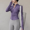 thumbnail image 1 of YueHuiYing Womens High Elastic Sports Jacket Standing Collar Slim Yoga Top Womens Long Sleeved Standing Collar Top Shirt, 1 of 3