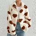 thumbnail image 1 of YueHuiYing Womens Jacket Warm Zip Up Lapel Long Sleeve Coat Fall Winter Heart-Shaped Pattern Outerwear With Pockets, 1 of 7