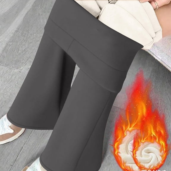 YueHuiYing Womens Lined Leggings Flare Pants High Waist Water Resistant Thermal Casual Pants