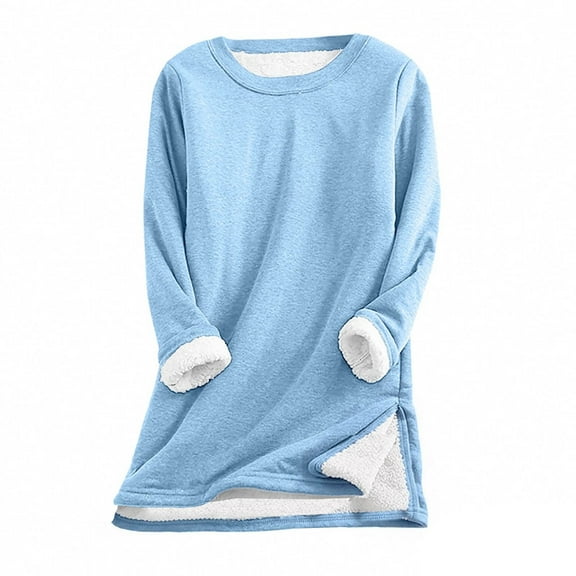 YueHuiYing Womens Long Sleeve O Neck Sweatshirt Casual Warm Winter Pullover Sweatshirt Loose Fit Tops
