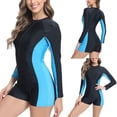 thumbnail image 1 of YueHuiYing Womens Long Sleeve Rash Guard Swimsuit Zipper One Piece Bathing Suit for Surfing Kayaking Water Aerobics, 1 of 9