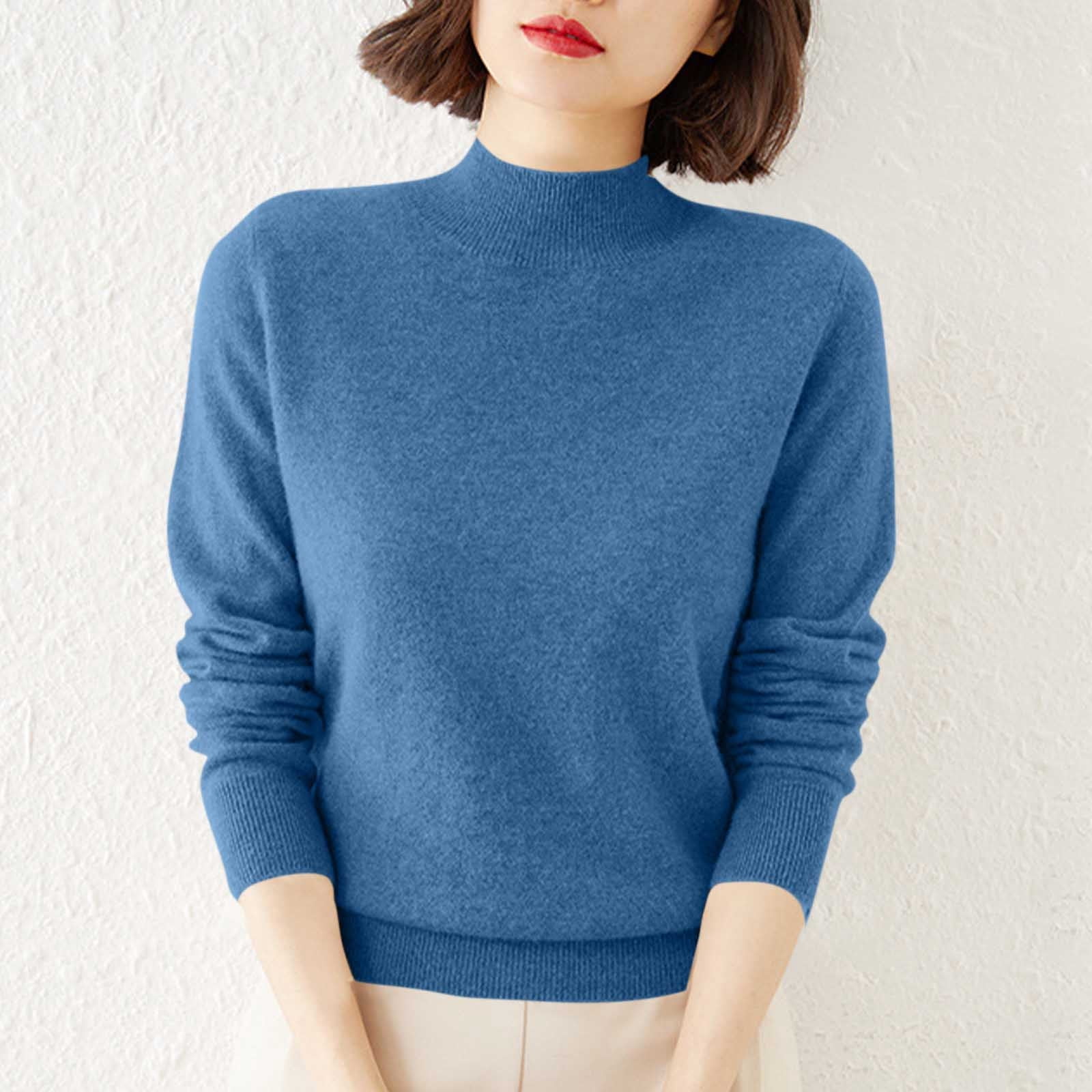 YueHuiYing Womens Long Sleeve Tops Solid Color Funny Tshirts
