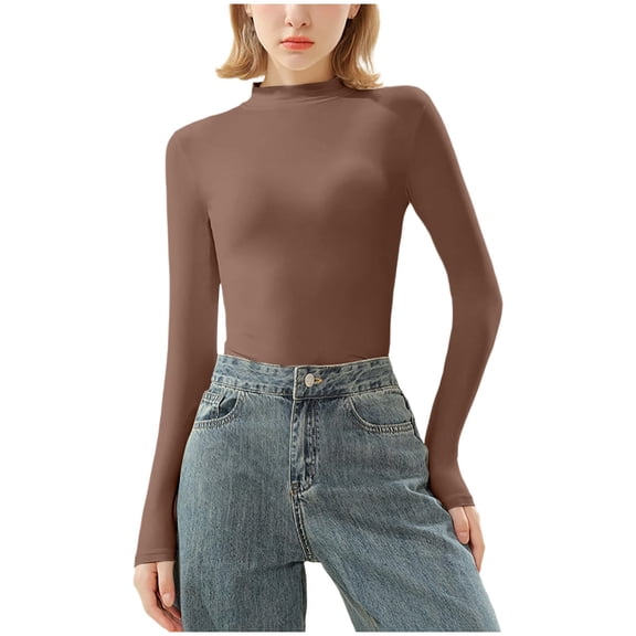 YueHuiYing Womens Long Sleeve Turtleneck Turtleneck Underwear Fall Winter Fashion Base Layer Casual Lightweight Soft Tops