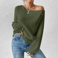 thumbnail image 1 of YueHuiYing Womens Off The Shoulder Sweater Boat Neck Batwing Sleeve Knit Pullover Cute Casual Trendy Jumper Tops, 1 of 8