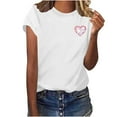 thumbnail image 1 of YueHuiYing Womens Short Sleeve Heart Graphic Tees Crewneck Casual Pullover Soft Loose Valentine's Day Tops, 1 of 5