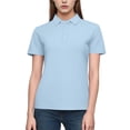 thumbnail image 1 of YueHuiYing Womens Short Sleeve Shirts Business Casual Collared V Neck Tops Summer Cotton 4 Buttons T-shirts, 1 of 1