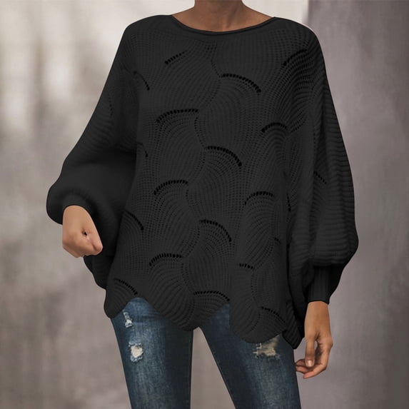 YueHuiYing Womens Sweater Cable Knit Oversized Sweaters Crewneck Long Sleeves Casual Knit Pullover Tops