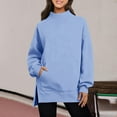 thumbnail image 1 of YueHuiYing Womens Sweaters Crewneck Long Sleeve Shirts with Pockets Fall Outfits 2025 Fashion Winter Clothing Side Slit, 1 of 6