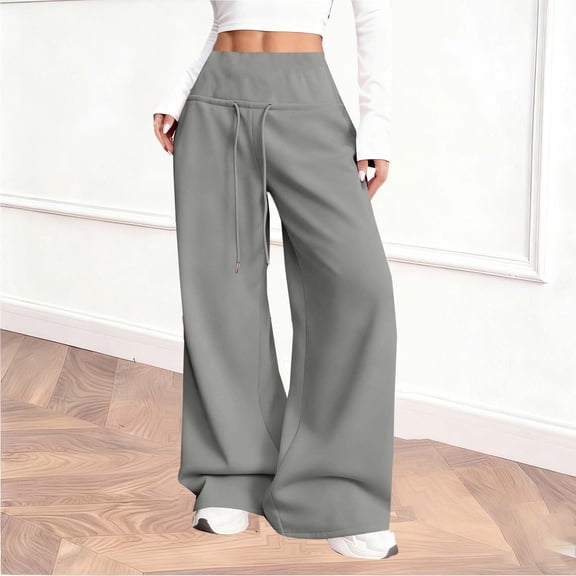 YueHuiYing Womens Wide Legs Sweatpants High Waisted Baggy Pants Casual Athletic Joggers with Pockets