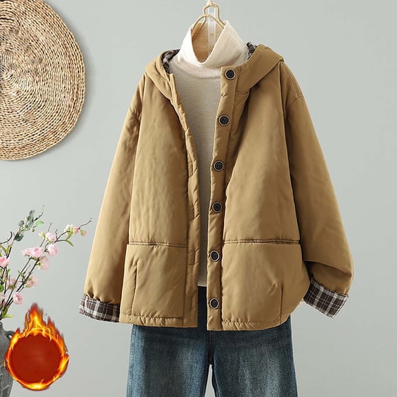 YueHuiYing Womens Winter Coats Hooded Reversible Long Sleeve Oversized Full Zipper Warm Jackets