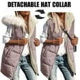 thumbnail image 1 of YueHuiYing Womens Winter Hooded Sleeveless Zip Up Long Puffy Jacket Warm Thick Quilted Coats with Pockets, 1 of 9