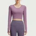 thumbnail image 1 of YueHuiYing Workout Sets for Women Tight-Fitting Seamless Long Sleeve Crop Tops High Waist Yoga Top, 1 of 8