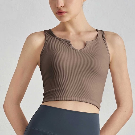 YueHuiYing Women's V Neck Crop Tops Basic Trendy Notched Sleeveless Slim Fit Summer Y2k Crop Tank Top