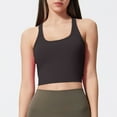 thumbnail image 1 of YueHuiYing Racerback Longline Sports Bra for Women Scoop Neck with Built in Bra Yoga Tank Crop Tops Padded Camisole, 1 of 4