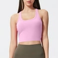 thumbnail image 1 of YueHuiYing Racerback Longline Sports Bra for Women Scoop Neck with Built in Bra Yoga Tank Crop Tops Padded Camisole, 1 of 4