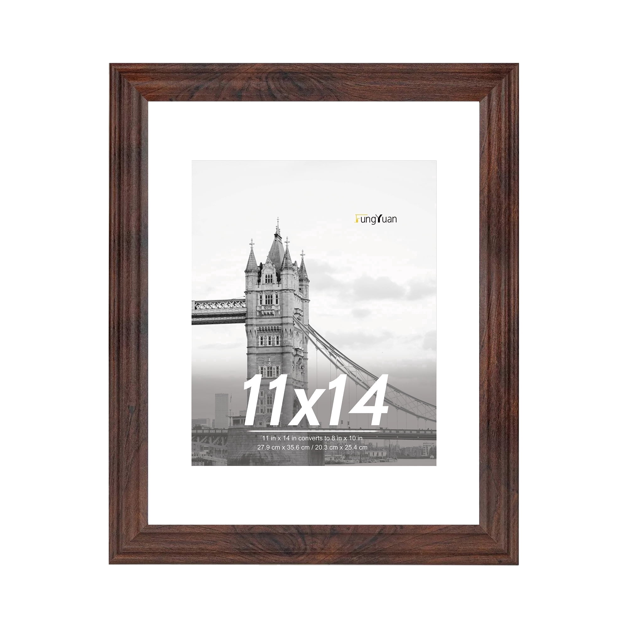 FungYuan 11 x 14 Wood Picture Frame , Display Photo 11x14 Matted to ...