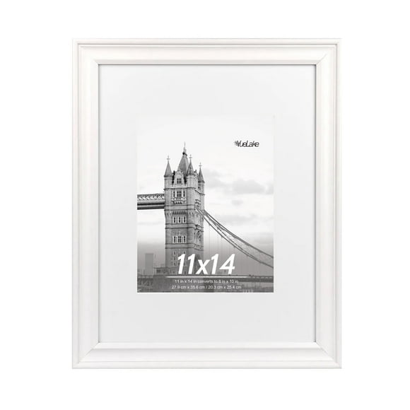 FungYuan 11 x 14 Wood Picture Frame , Display Photo 11x14 Matted to 8x10 Wall Frame, White