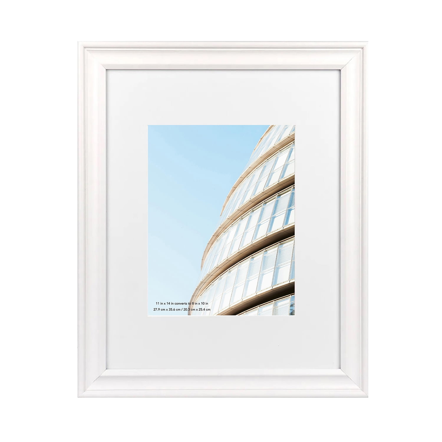 YueLake 11 x 14 Wood Picture Frame , Display Photo 11x14 Matted to 8x10 Wall Frame, White