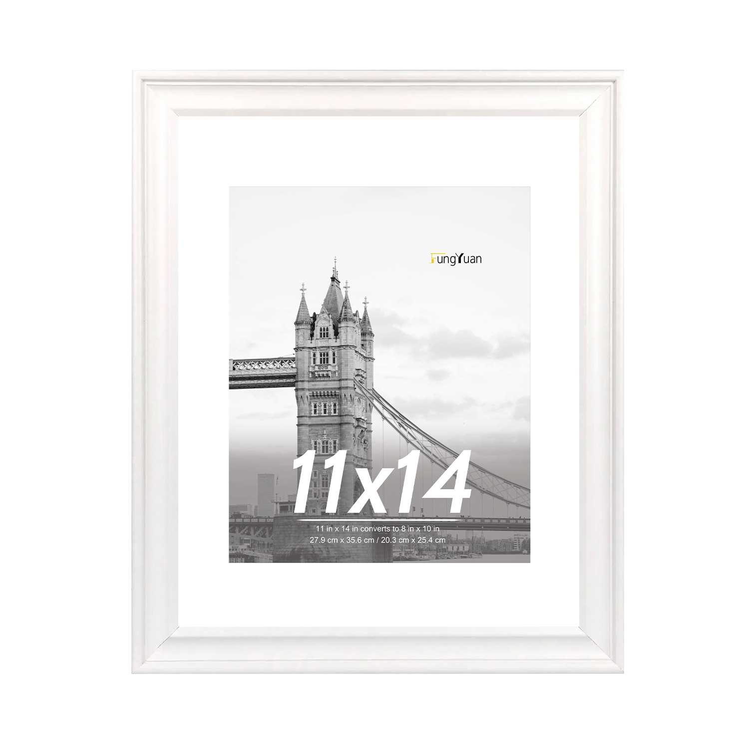 FungYuan 11 x 14 Wood Picture Frame , Display Photo 11x14 Matted to ...