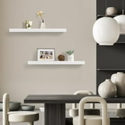 FuanYuan 2 PCS/Set 20" Wood Wall Mounted Floating Shelves Storage Shelving For Living Room, Kitchen, Office, Bedroom, White
