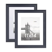 FungYuan 2PACK 11x14 Wood Picture Frame , Display Photo 11x14 Matted to 8x10 Wall Frame, Black
