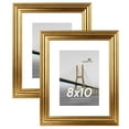 thumbnail image 1 of Scholartree 2PACK 8x10 Picture Frame , Display Photo 8x10 Matted to 5x7 Tabletop Picture Frame & Wall Frame, Gold, 1 of 8