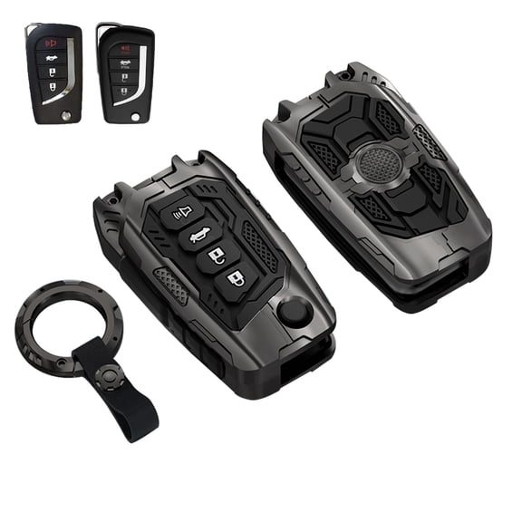 Yuebutor Heavy Zinc Alloy Key Fob Cover Case Compatible with Toyota ,Protection Shell Car Accessories