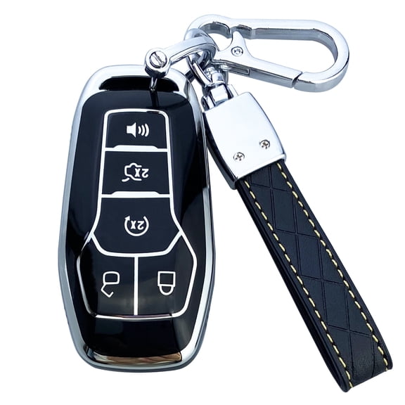 Yuebutor Key Fob Cover Case Compatible with Ford F150 F250 F350 Fusion Edge Explorer Mustang Lincoln MKZ MKC Accessories