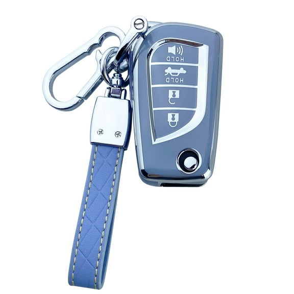 Yuebutor Key Fob Cover Case Compatible with Toyota Camry RAV4 Corolla C-HR Highlander Fortuner Accessories Shell