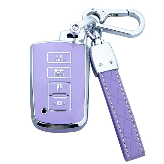 Yuebutor Key Fob Cover Case Compatible with Toyota Highlander Camry RAV4 Corolla Avalon Tocoma Tundra 4Runner Sequoia Accessories Shell Protector