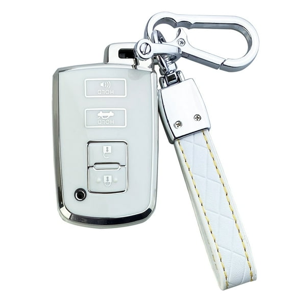 Yuebutor Key Fob Cover Case Compatible with Toyota Highlander Camry RAV4 Corolla Avalon Tocoma Tundra 4Runner Sequoia Accessories Shell Protector