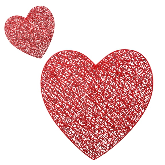 Yuedong Table Mat Gold Love Heart Placemats Coaster Heart-shaped Interwoven PVC Decorative Insulation Table Mat Luxury Heat 2PCS