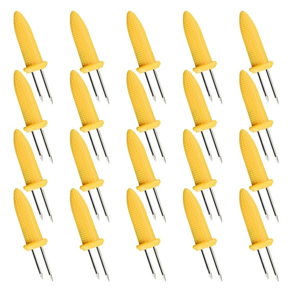 Yuehao Barbecue Fork 20Pcs the Handles of the Corn Holders for Eating Stainless Steel Corn Cob Holder Impale the Pins On the Holder to Each Side of Corn Cob's Ears and Hold Onto Yellow
