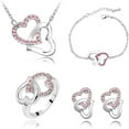 thumbnail image 1 of YUEHAO Bracelets Heart Chain Necklace Earring Jewelry Set Women's Gift Hot Pink, 1 of 1
