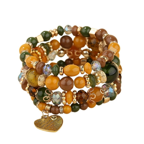 Yuehao Bracelets for Women, Gifts for Women, Stackable Bead Bracelets Ladies Mens Stretch Multilayer Bracelet Set Multicolor Jewelry