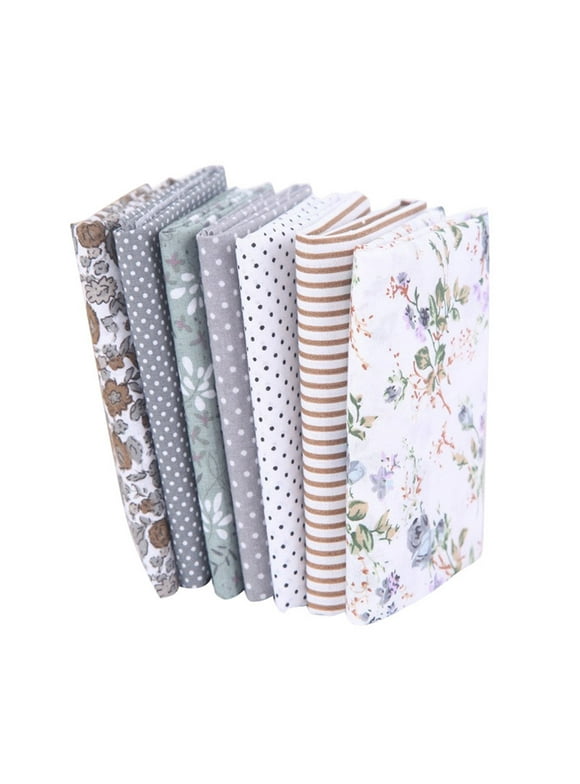 Yuehao Cotton Craft Fabric 7Pcs Cotton Crafts Fabric Bundle Patchwork Squares Quilting Sewing Patchwork Diy White