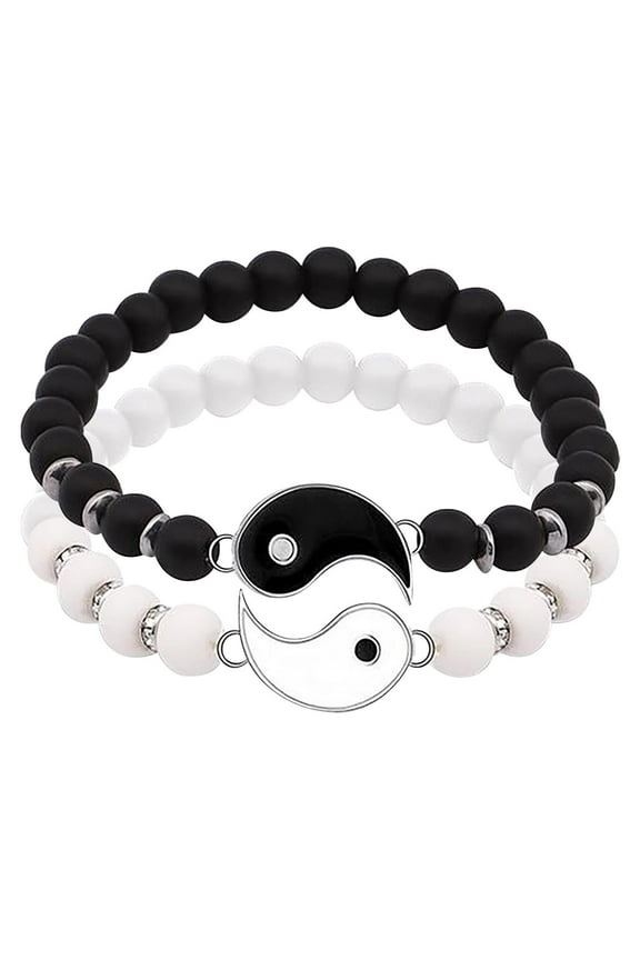 Couples Adjustable Rope Bracelets with Yin and Yang Design in Alloy Rope