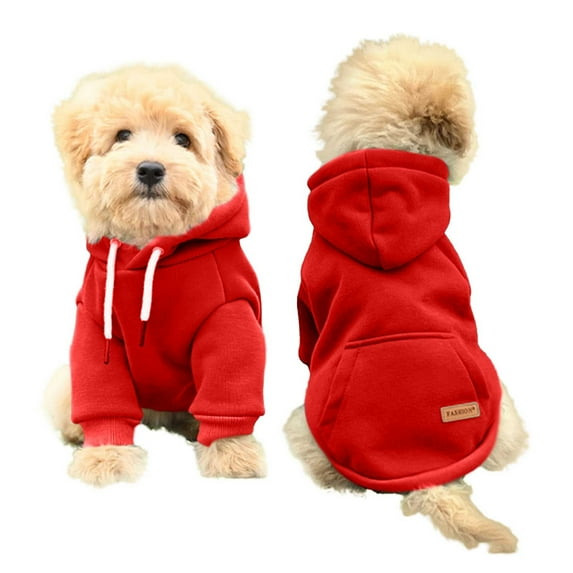 Yuehao Dog Sweaters for Small Dogs, Fall Warm Dogs Boy Clothes Sweater, Medium Puppy with Pocket Fleece for Small Dog Girl Winter Hoodie Pet Clothes, Pet Supplies Red