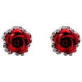 thumbnail image 1 of Yuehao Earrings for Women, Gifts for Women, Rose Rhinestone Earrings Thin Dangle Rose Elegant Rhinestone Earrings Wedding Women Accessories Jewelry Rose Earrings for Women (Red, One Size), 1 of 1