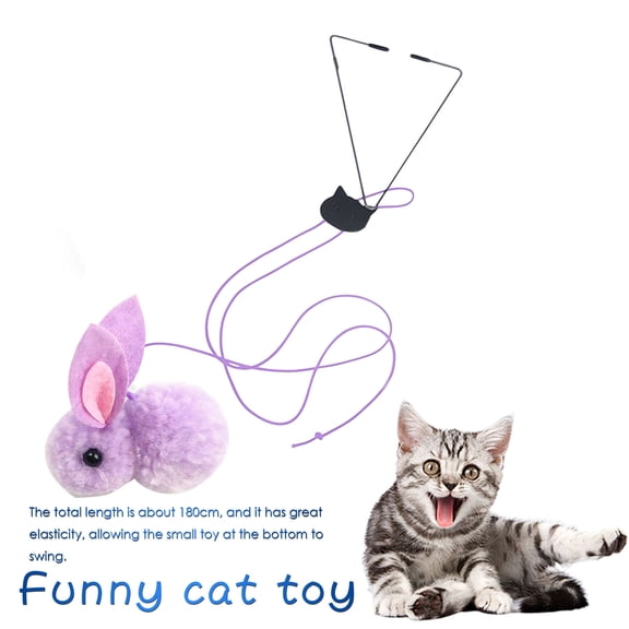 Yuehao Interactive Cat Toys Automatic Cats Toy with Adjustable Elastic Rope Door Window Hanging Rabbit Self Palying Pet Toys for Cats Purple