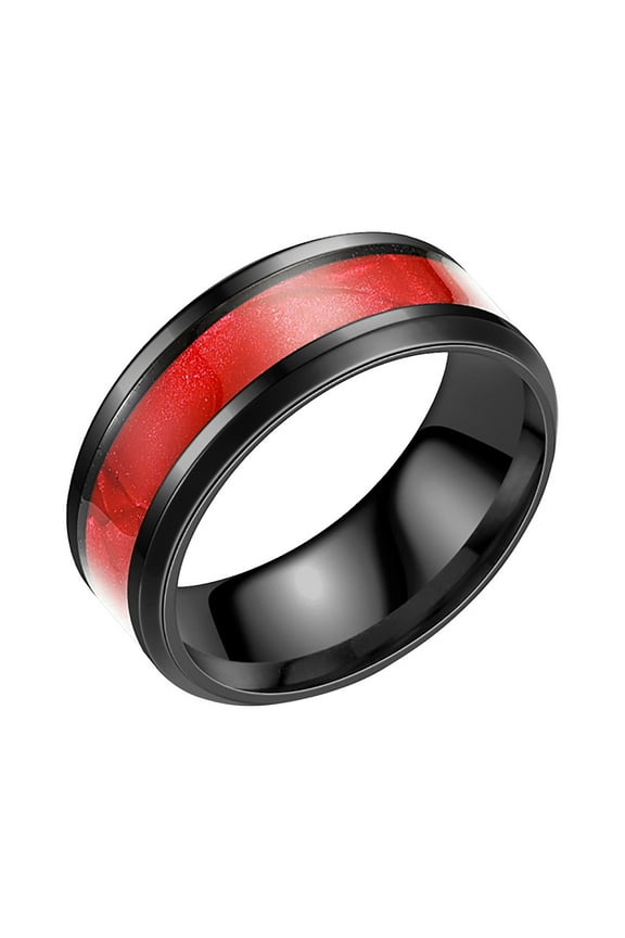 Mens Rings, Gifts for Men, Shell Titanium Ring Men Popular Exquisite Ring Simple Fashion Jewelry Popular Accessories (Red, Size 10)